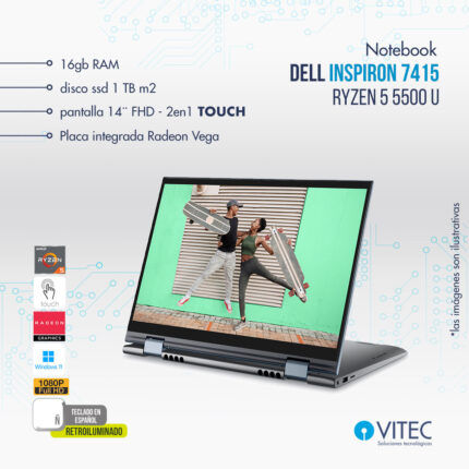 Notebook 2 en 1 Dell Inspiron 7415 TOUCH - Ryzen 5 5500 u