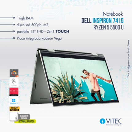 Notebook 2 en 1 Dell Inspiron 7415 TOUCH - Ryzen 5 5500 u