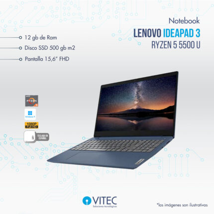 Notebook Lenovo IDEAPAD 3 - Ryzen 5 5500 u