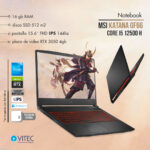 Notebook MSI KATANA GF66 - Core i5 12 TH