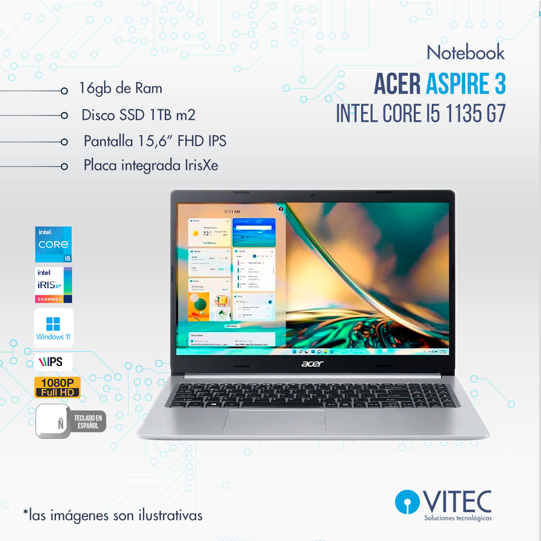 Placa-Acer-aspire-web.jpg Notebook Acer Aspire 3 - Core i5 11va - Image 1