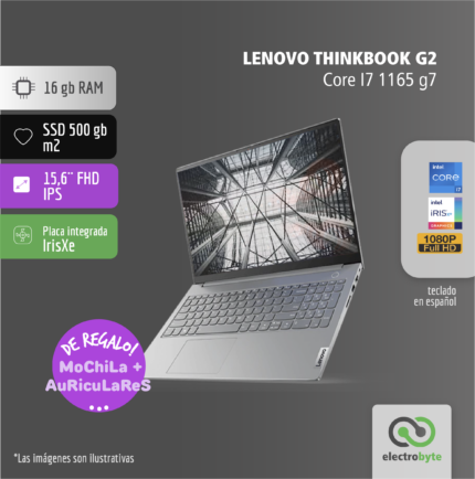 Notebook Lenovo THINKBOOK Gen 2 - Core i7 11va + mochila y auriculares de REGALO