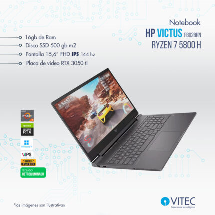 Notebook HP Victus fb028rn - Ryzen 7 5800 H