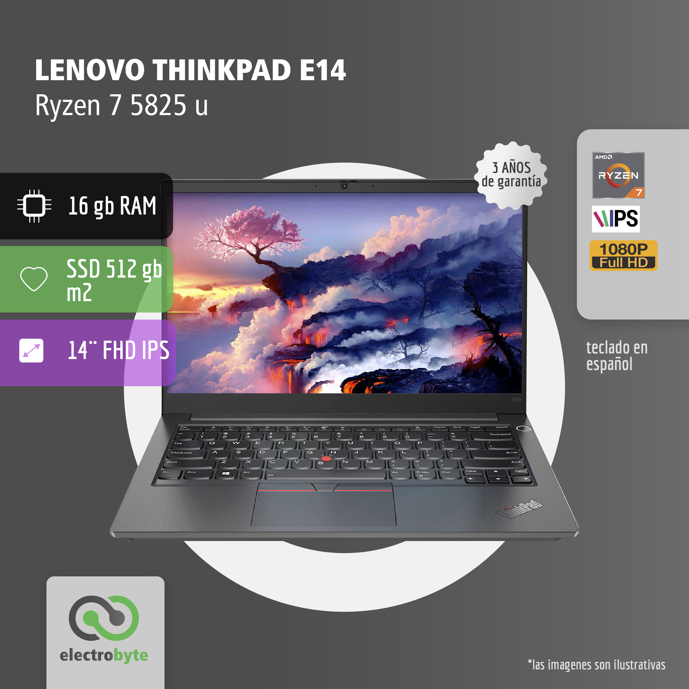 thinkpad E14 Notebook Lenovo THINKPAD E14 gen4 - Ryzen 7 5825 u+ FUNDA DE REGALO - Image 1