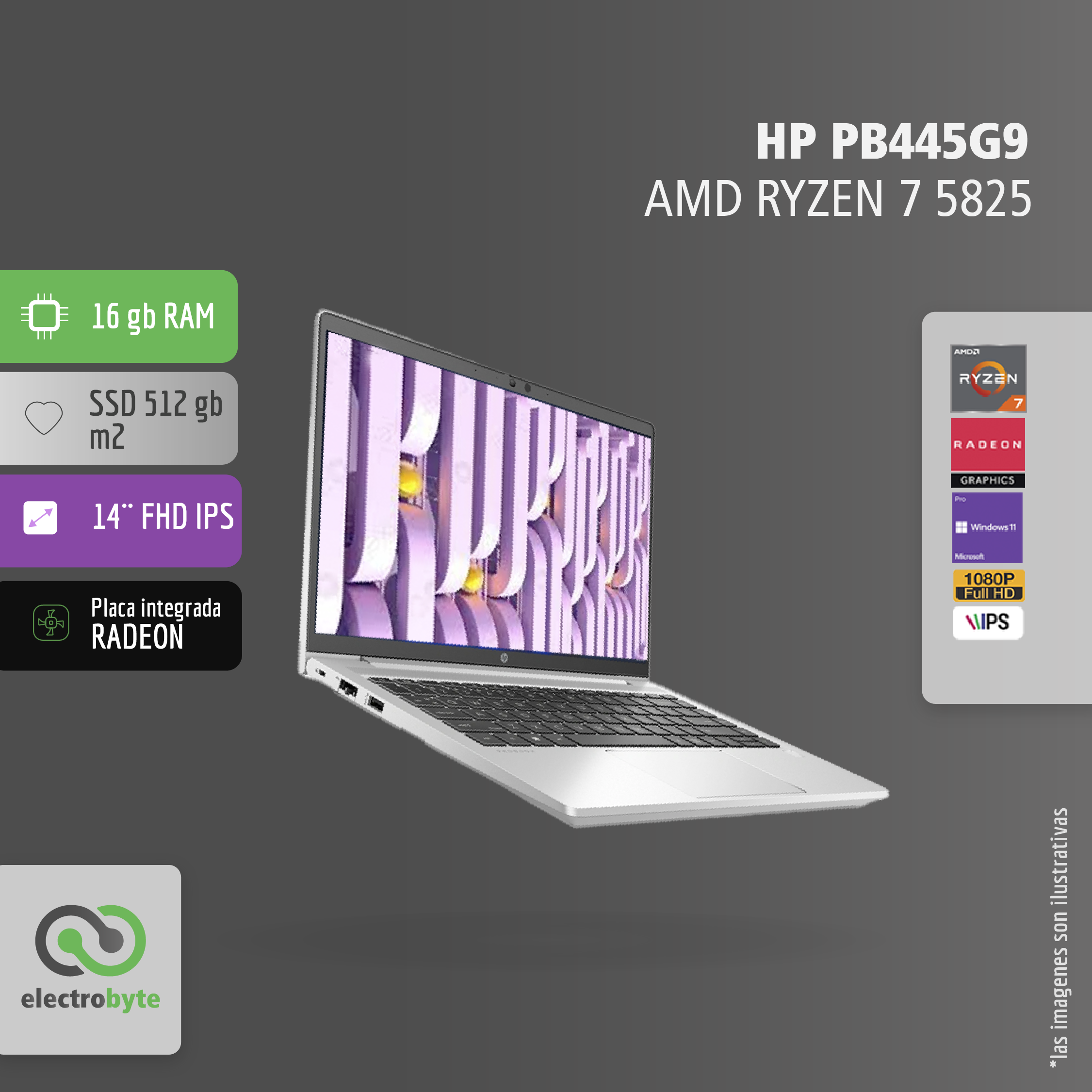 HP 2514_Mesa de trabajo 1-12 Notebook Laptop HP ProBook 445 G9 Ryzen 7 5825u - Image 1