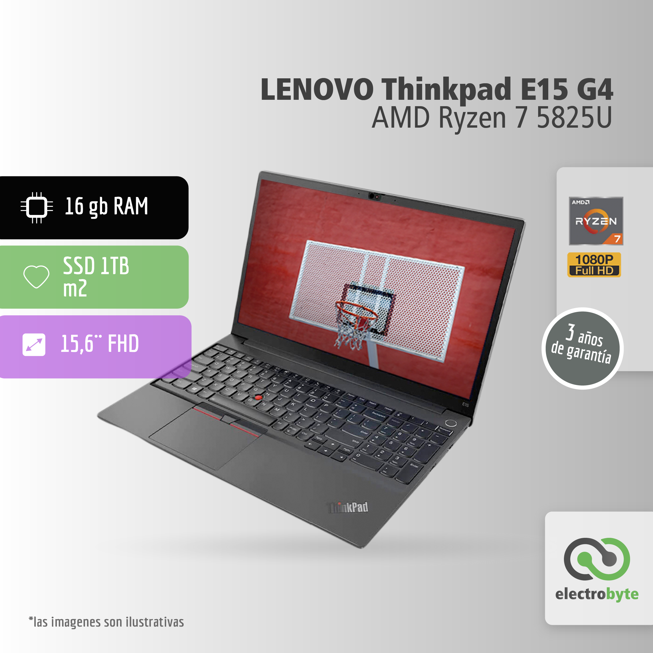 THinkpad L15 r7_Mesa de trabajo 1-27 Notebook ThinkPad E15 Gen 4 - AMD Ryzen 7 5825U - Image 1